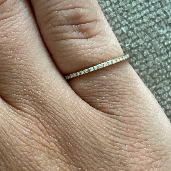 EF COLLECTION Gold Diamond Eternity Pinky Ring 4.5 - Picture 3 of 7
